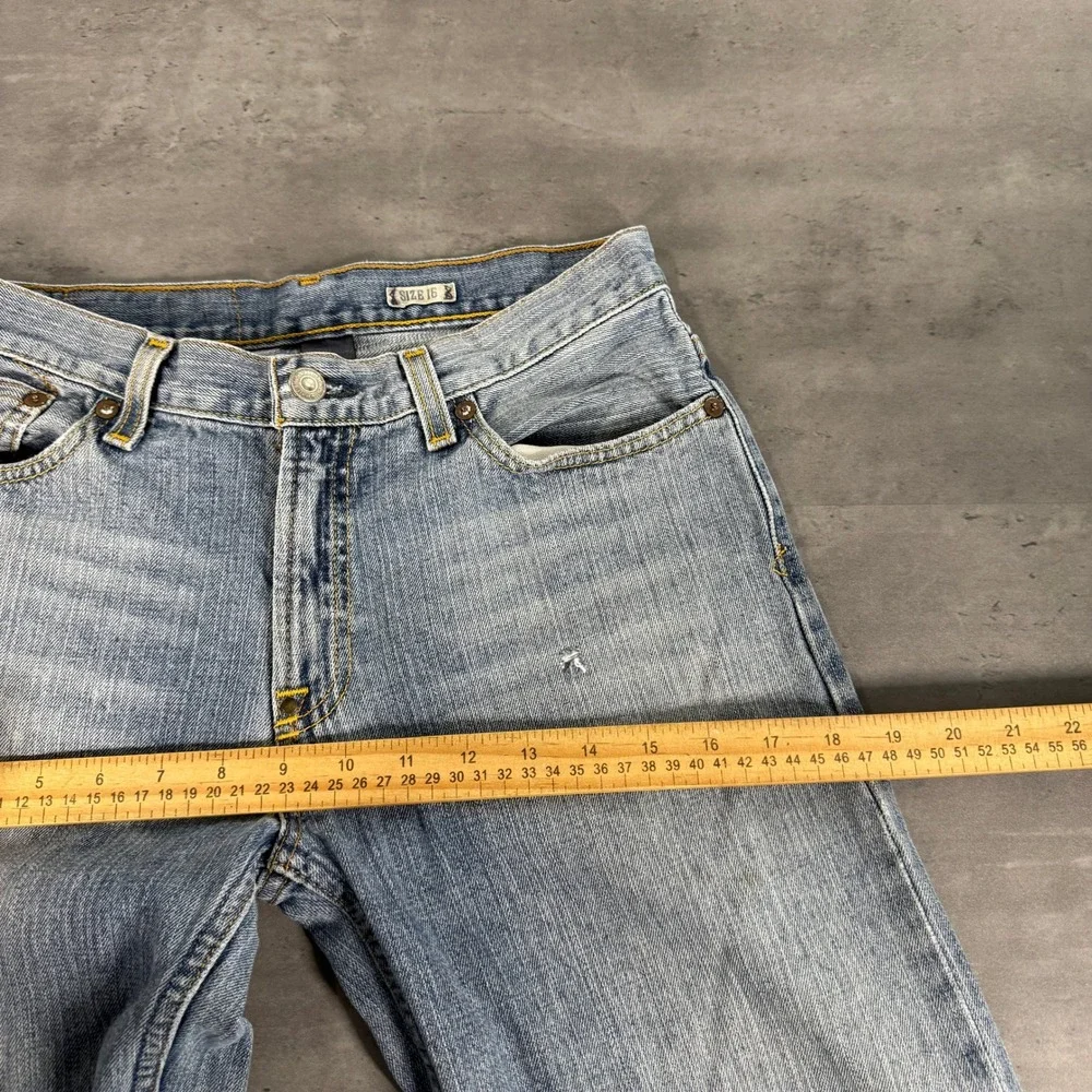 Polo Ralph Lauren Jeans Womens 16 Light Blue‎ Straight Leg Distressed Denim Y2K